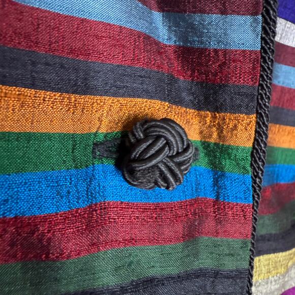 Maggy London Blazer Jacket Womens 8 Striped Silk Vintage Retro 80s Art To Wear - Picture 9 of 11